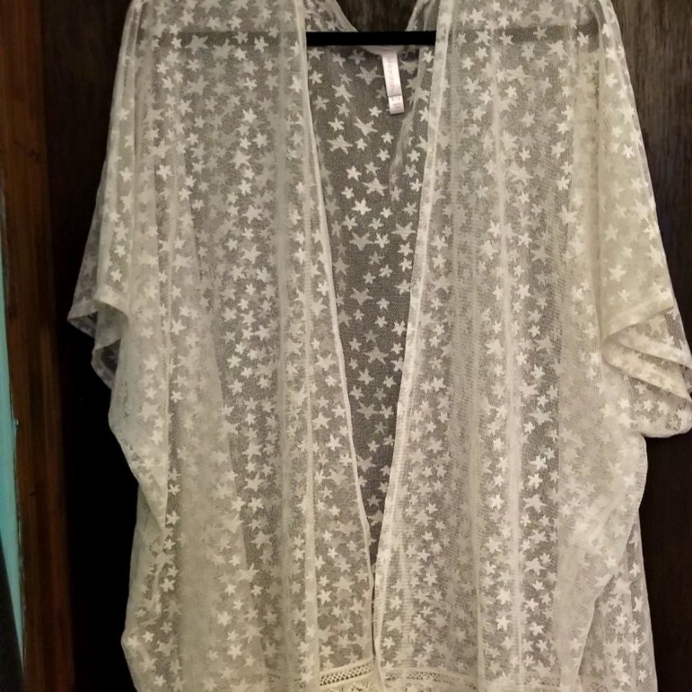 Xhilaration white mesh with stars swimsuit cover